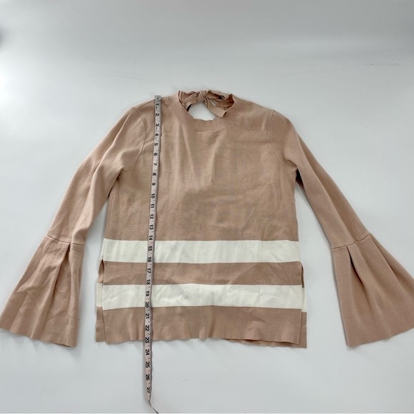 Rachel Rachel Roy Soft Pink‎ White Stripe Tie Back Pullover Sweater Size S - Picture 7 of 9